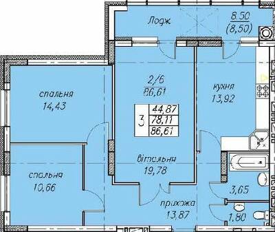 3-кімнатна 86.61 м² в ЖК Панорама від 20 000 грн/м², Тернопіль