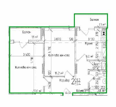 2-комнатная 55.4 м² в ЖК KromaxBud от 17 050 грн/м², Черновцы