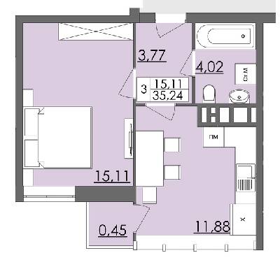 1-комнатная 35.24 м² в ЖК Родинна казка от 12 500 грн/м², Черновцы