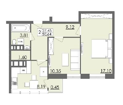 2-комнатная 50.64 м² в ЖК Родинна казка от 12 500 грн/м², Черновцы