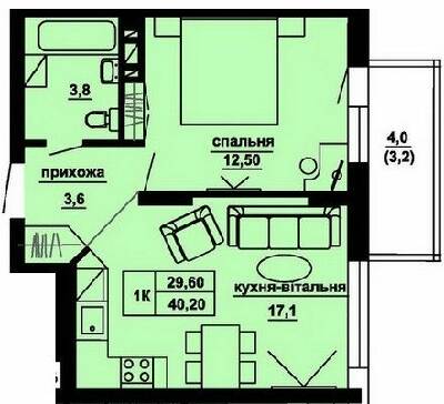 1-комнатная 40.2 м² в ЖК Manhattan от 16 500 грн/м², Тернополь