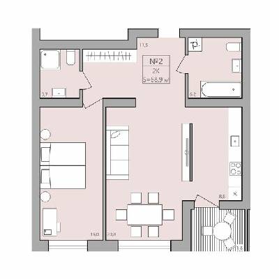 2-комнатная 68.9 м² в ЖК ЭкоДом от 11 500 грн/м², с. Петриков