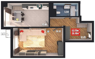 1-комнатная 63.7 м² в ЖК Европейский квартал от 20 950 грн/м², Черновцы