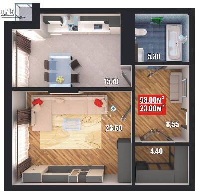 1-комнатная 58 м² в ЖК Европейский квартал от 20 950 грн/м², Черновцы