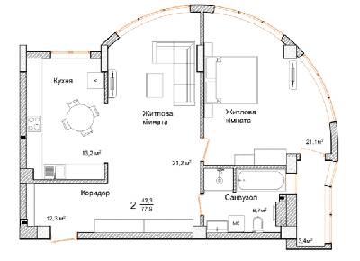2-комнатная 77.9 м² в ЖК Маєток Буковинський от 20 700 грн/м², Черновцы