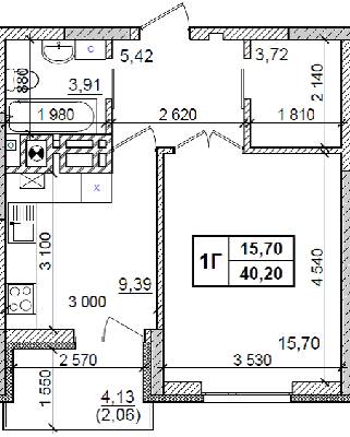 1-комнатная 40.2 м² в ЖК Оазис Буковини от 14 500 грн/м², Черновцы