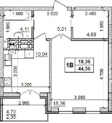 1-комнатная 44.56 м² в ЖК Оазис Буковини от 11 450 грн/м², Черновцы