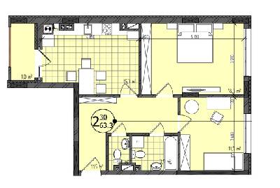2-комнатная 63.3 м² в ЖК Престижный от 23 400 грн/м², Черновцы