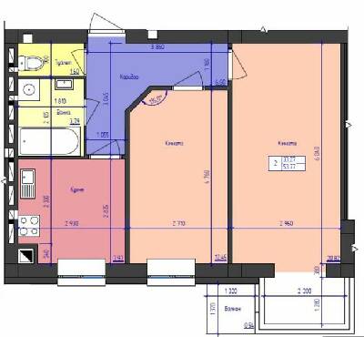 2-кімнатна 53.77 м² в ЖК Південний квартал від 15 800 грн/м², Чернівці