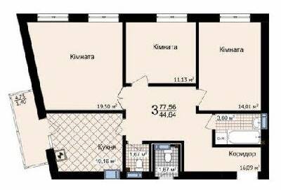 3-комнатная 77.56 м² в ЖК Зелені Пагорби от 21 250 грн/м², Черновцы
