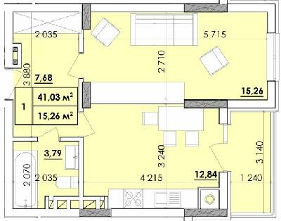 1-комнатная 41.03 м² в ЖК Венский Квартал от 18 200 грн/м², Черновцы