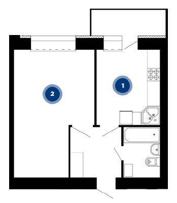 1-кімнатна 41.36 м² в ЖК на вул. Стаднікової, 40А від 14 200 грн/м², Тернопіль