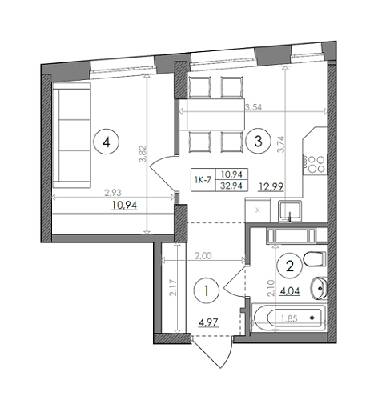 1-кімнатна 32.94 м² в ЖК Svitlo Park від 34 159 грн/м², Київ