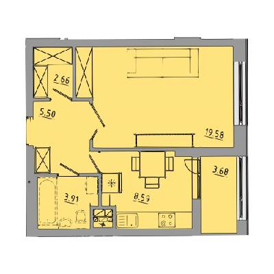 1-кімнатна 43.9 м² в ЖК Централ Хол від 25 000 грн/м², Тернопіль