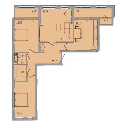 3-кімнатна 99.2 м² в ЖК Централ Хол від 24 000 грн/м², Тернопіль