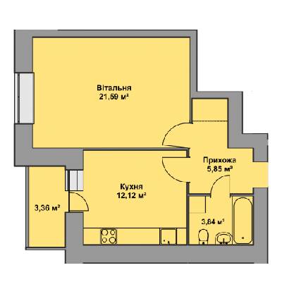 1-кімнатна 46.76 м² в ЖК Східна Брама від 15 200 грн/м², Тернопіль