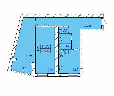 2-кімнатна 67 м² в ЖК Аvila Sky від 10 300 грн/м², Хмельницький