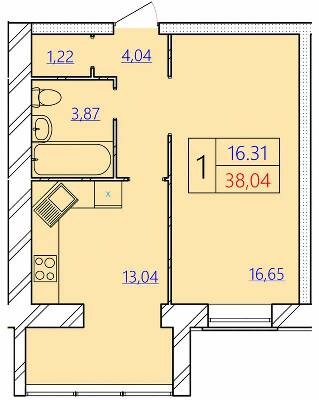 1-кімнатна 38.04 м² в ЖК Avila Gold від 12 000 грн/м², Хмельницький