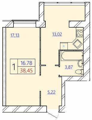 1-кімнатна 38.45 м² в ЖК Avila Gold від 10 000 грн/м², Хмельницький