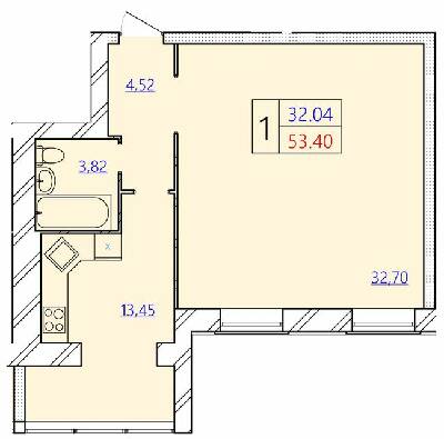 1-кімнатна 53.4 м² в ЖК Avila Gold від 13 000 грн/м², Хмельницький