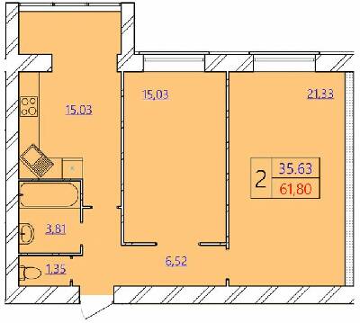 2-комнатная 61.8 м² в ЖК Avila Gold от 12 000 грн/м², Хмельницкий