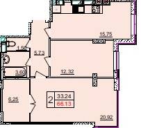 2-комнатная 61.58 м² в ЖК Свобода от 17 000 грн/м², Хмельницкий