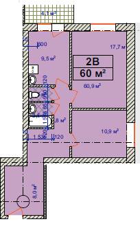 2-комнатная 60 м² в ЖК Авиатор от 13 000 грн/м², Хмельницкий