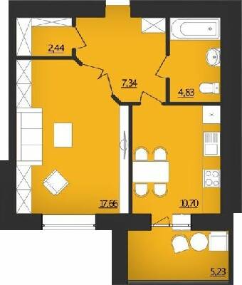 1-комнатная 48.2 м² в ЖК Комфорт от 15 200 грн/м², Хмельницкий