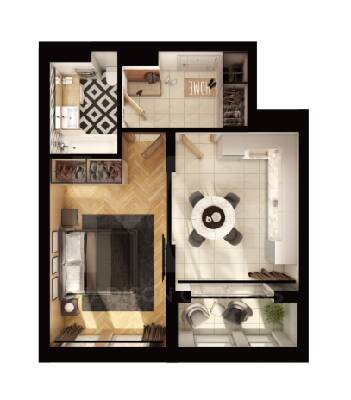 1-кімнатна 45.75 м² в ЖК Madison Gardens від 18 380 грн/м², м. Бровари