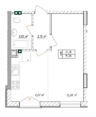 1-кімнатна 31.3 м² в ЖК Будинок на Малонова від 32 400 грн/м², Одеса