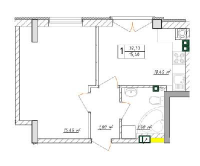 1-кімнатна 32.7 м² в ЖК Будинок на Малонова від 32 400 грн/м², Одеса