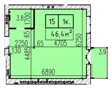 1-комнатная 46.4 м² в ЖК Затишний от 27 000 грн/м², Днепр