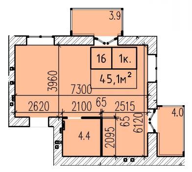 1-комнатная 45.1 м² в ЖК Затишний от 22 000 грн/м², Днепр
