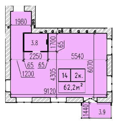 2-комнатная 62.2 м² в ЖК Затишний от 22 000 грн/м², Днепр