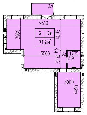 3-комнатная 71.2 м² в ЖК Затишний от 21 500 грн/м², Днепр