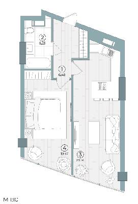 1-комнатная 59.29 м² в ЖК Delrey от 48 000 грн/м², Киев