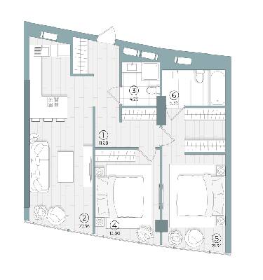 2-комнатная 82.86 м² в ЖК Delrey от 45 950 грн/м², Киев