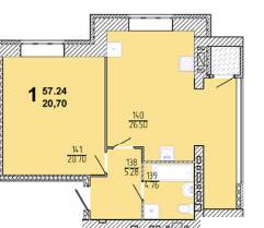 1-кімнатна 56.7 м² в ЖК Амстердам від забудовника, Хмельницький