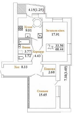 2-комнатная 68.34 м² в ЖК по просп. Миру, 63 А, Б, В от 11 500 грн/м², Хмельницкий