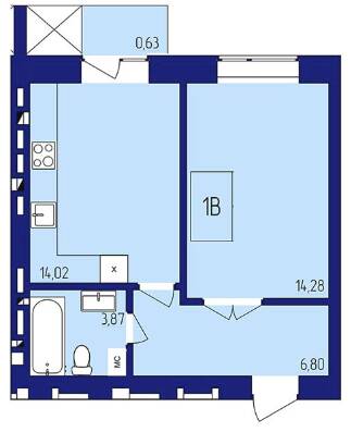 1-комнатная 39.59 м² в ЖК Варшавський от застройщика, г. Нетешин