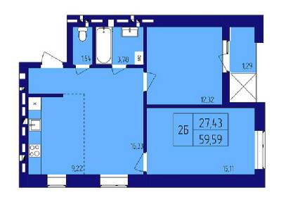 2-комнатная 59.59 м² в ЖК Варшавський от застройщика, г. Нетешин