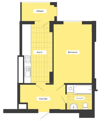 1-кімнатна 42.81 м² в ЖК Crystal River від 13 300 грн/м², Івано-Франківськ