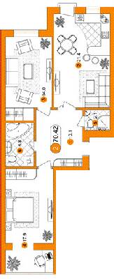 2-кімнатна 70.42 м² в ЖК Паркове містечко від 13 300 грн/м², Івано-Франківськ
