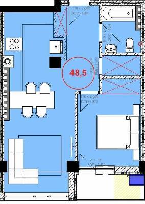1-комнатная 48.5 м² в ЖК Park Residence от 18 200 грн/м², Ивано-Франковск