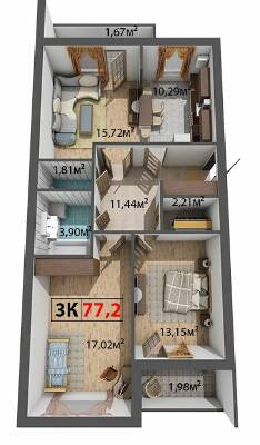 3-комнатная 77.2 м² в ЖК Стожары от 12 500 грн/м², Ивано-Франковск