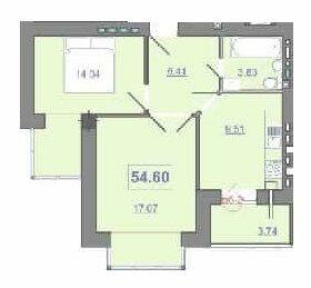 2-кімнатна 54.6 м² в ЖК Квартал Патріот від 11 400 грн/м², Івано-Франківськ