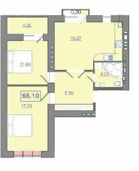 2-кімнатна 66.1 м² в ЖК Квартал Патріот від 11 400 грн/м², Івано-Франківськ