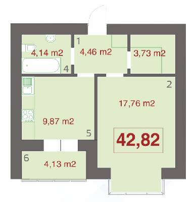 1-кімнатна 42.82 м² в ЖК Левада Дем’янів Лаз від 10 700 грн/м², Івано-Франківськ