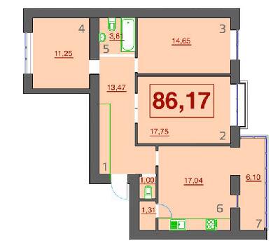 3-кімнатна 86.17 м² в ЖК Левада Дем’янів Лаз від 10 500 грн/м², Івано-Франківськ