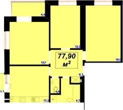 3-комнатная 77.9 м² в ЖК Левада Затишна от 11 650 грн/м², Ивано-Франковск